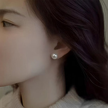 夏季韩式简约复古925纯银珍珠耳环高级感气质耳钉轻奢女耳饰批发