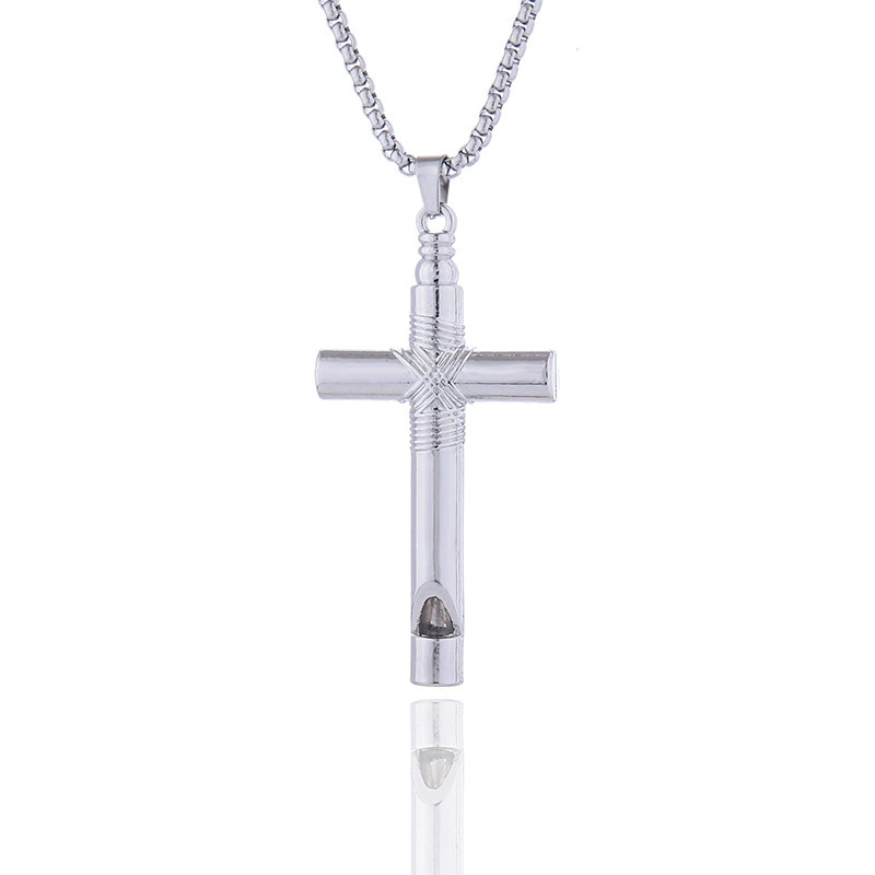 欧美跨境不锈钢项链呼吸口哨可吹响调节压力吊坠男女嘻哈衣服饰品详情9