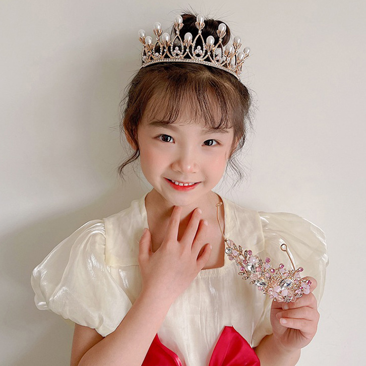 Children's crowns, birthday hair bands, girls' crystal hair accessories, gifts, elegant princess headwear, dressing hair accessories, hair bands, crowns details Picture