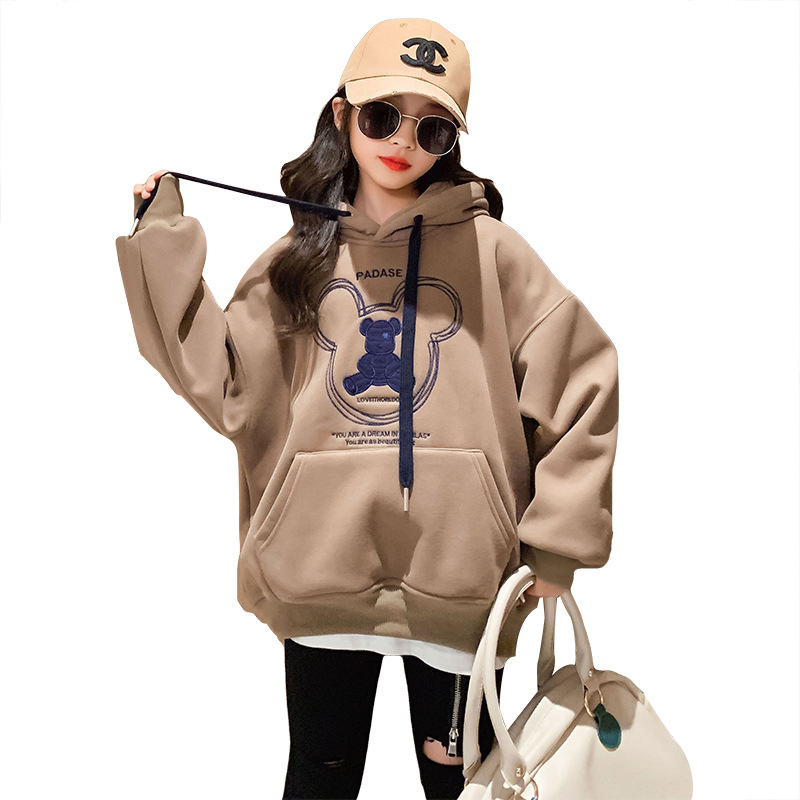 女童卫衣加绒白底实物图