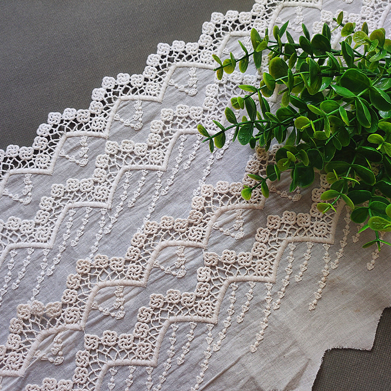 Tianteng Factory wholesres new types of cotton fabric with hollowed-out embroidery lace accessories, barcode home women's dress lace fabric details Picture