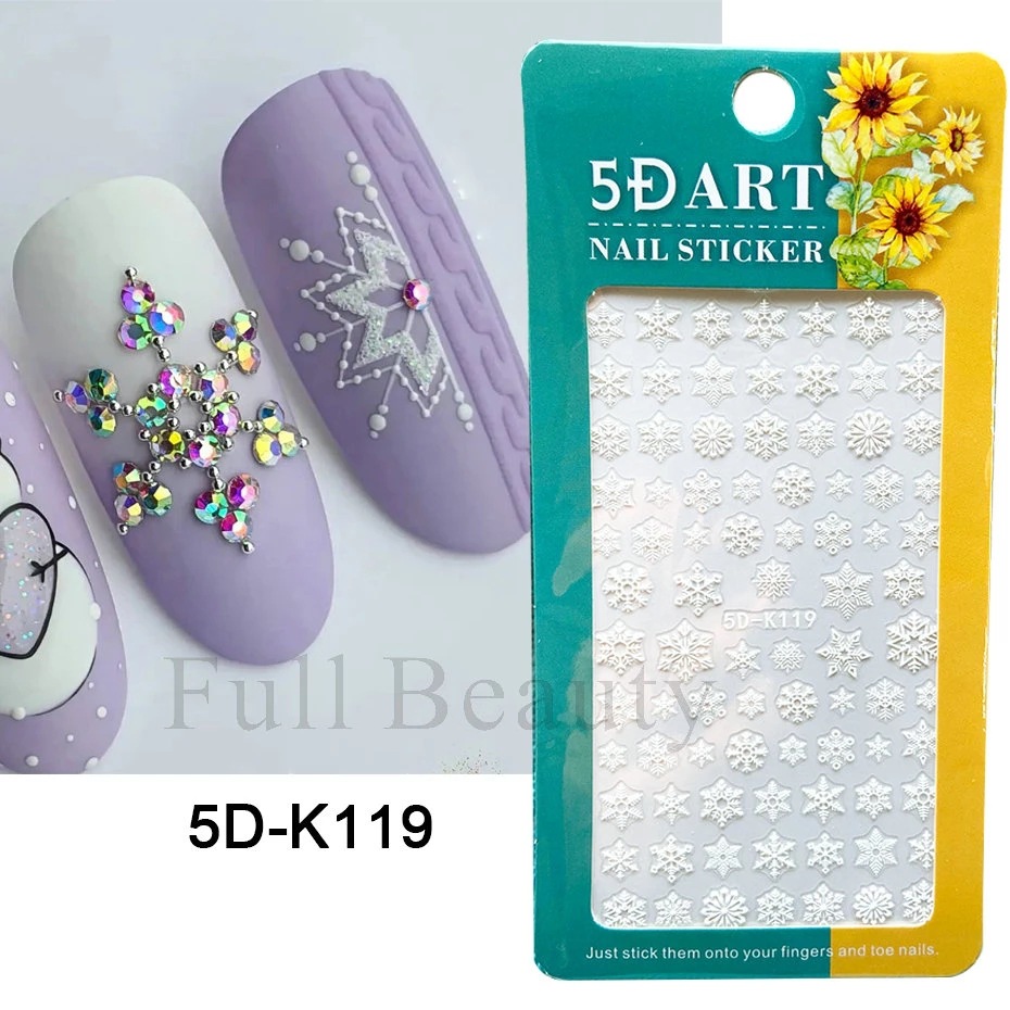 Cross-border new nail stickers, Christmas snowflake nail stickers, 5D three-dimensional relief nail stickers, wholesale nail stickers shanilak Application Scenario