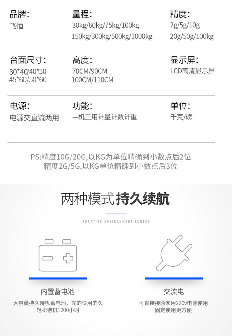 飞恒E218C计数秤 100kg高精度台式电子称 精准磅秤商用称重电子秤详情16