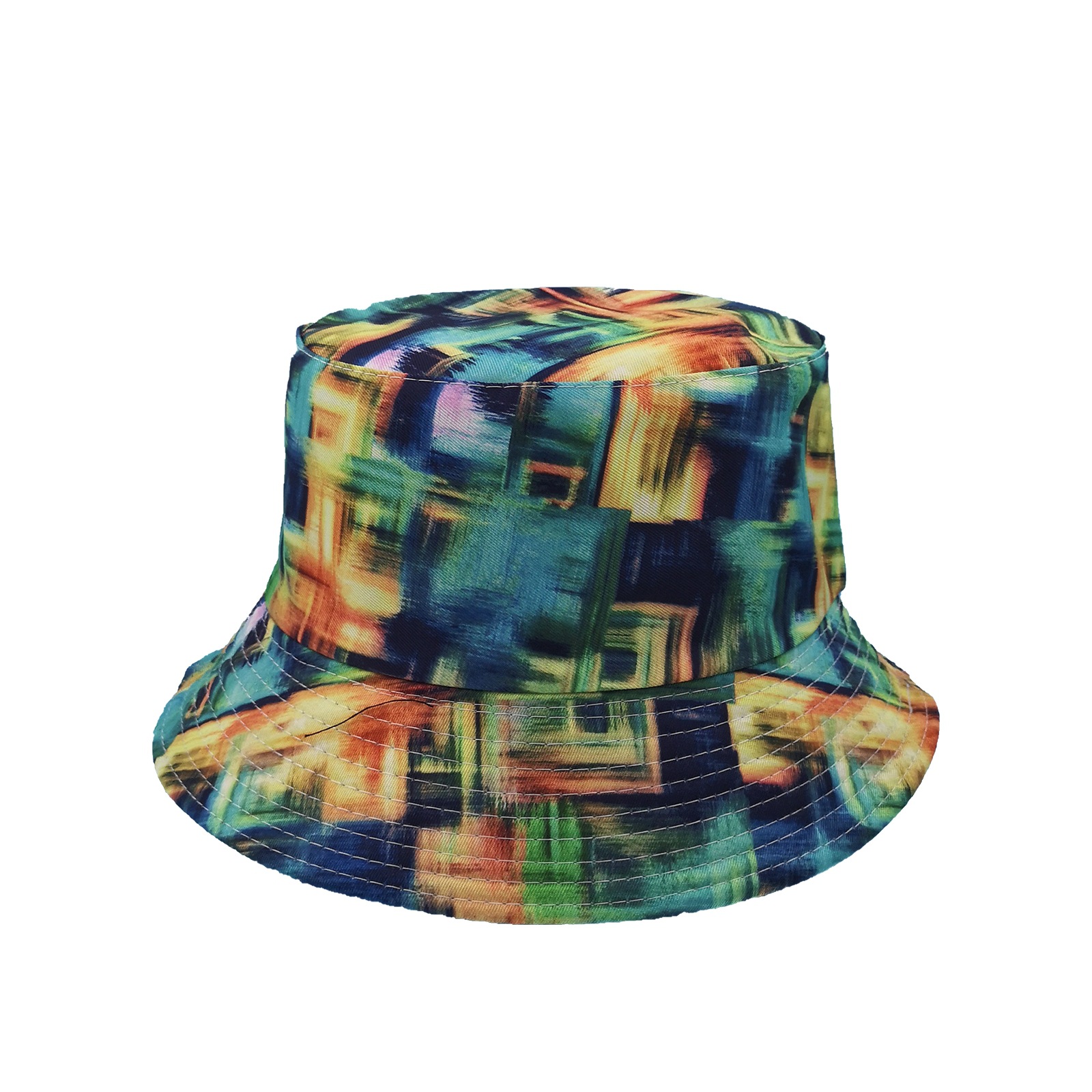 Amazon shein new creative printed square pattern men's and women's double-sided fisherman's hat adult shade basin hat
