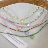 ins Macaronsen beaded heart-shaped necklace, a new, sweet and cute Korean summer collarbone chain for young girls Application Scenario