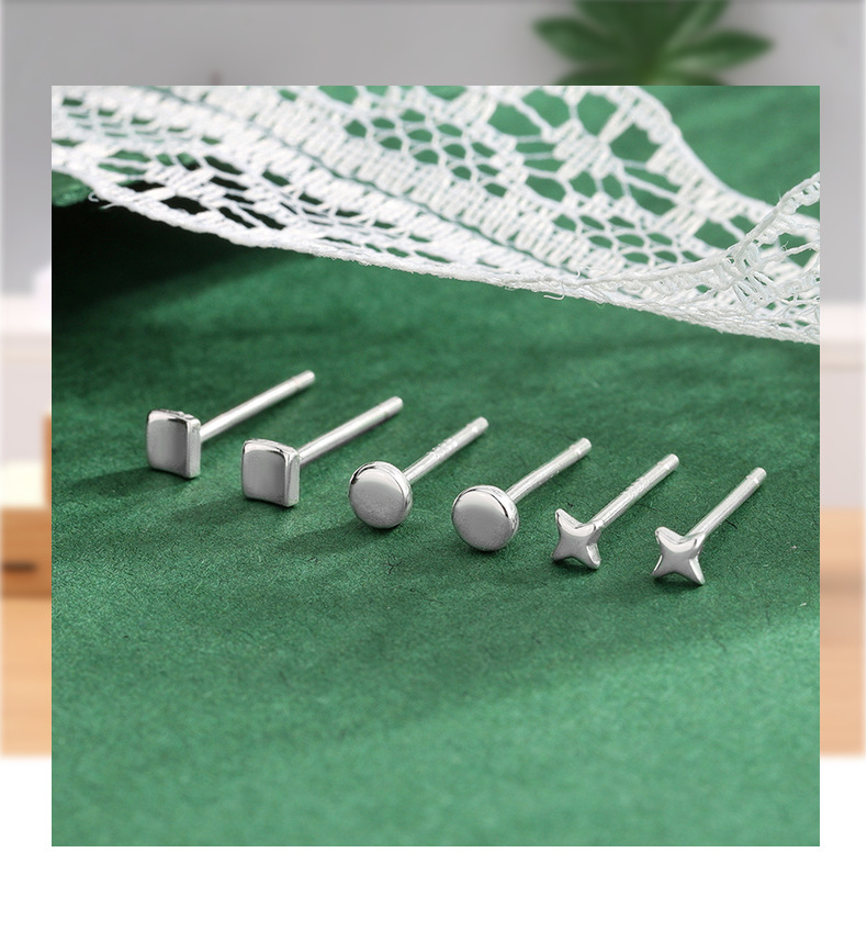 999纯银迷你圆形四芒星耳环女轻奢简约养耳洞儿童耳饰耳钉批发详情37