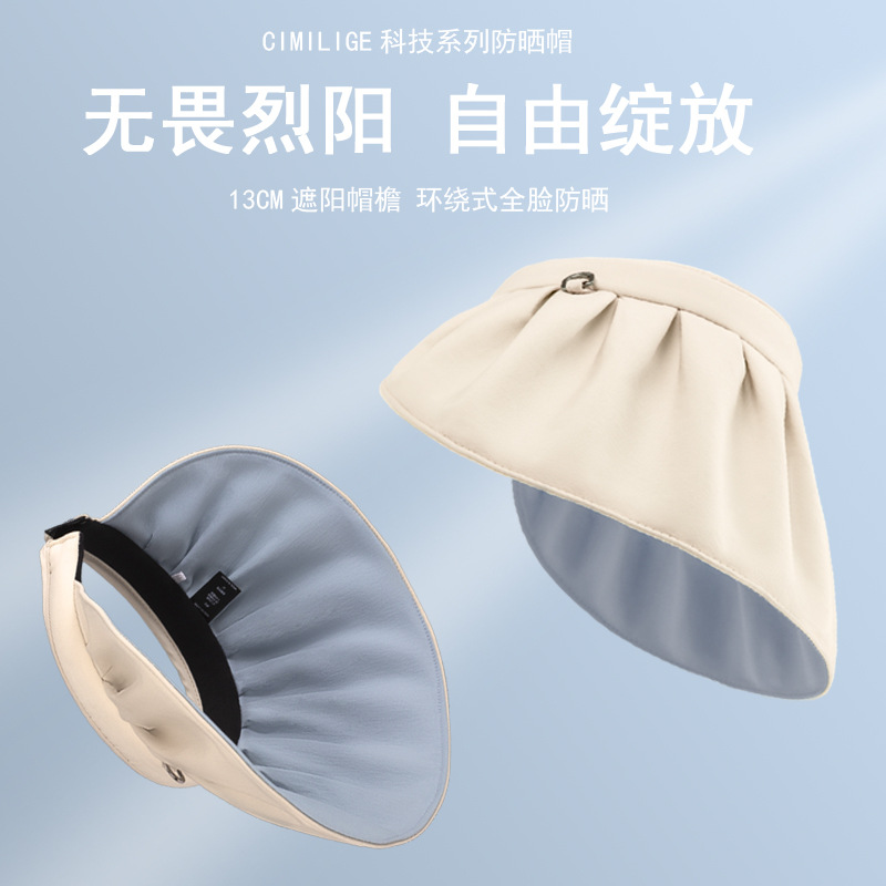 蕉下同款贝壳帽空顶防晒帽女士防紫外线夏季遮脸遮阳黑胶帽太阳帽细节图
