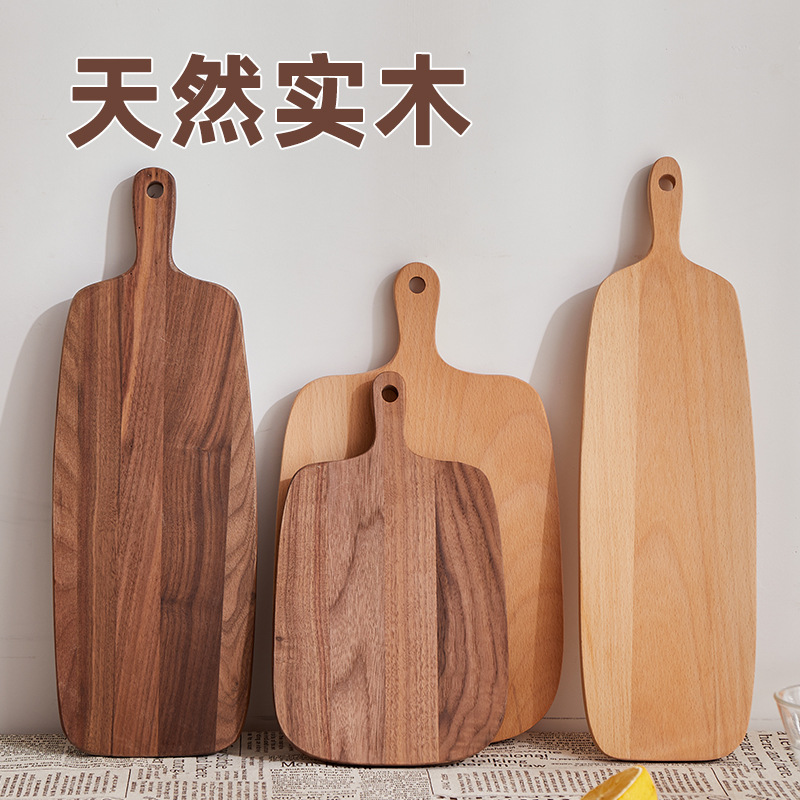 Cross-border acacia wood cutting board, walnut wood solid wood cutting board, cheese and cheese steak board, outdoor camping portable fruit board details Picture