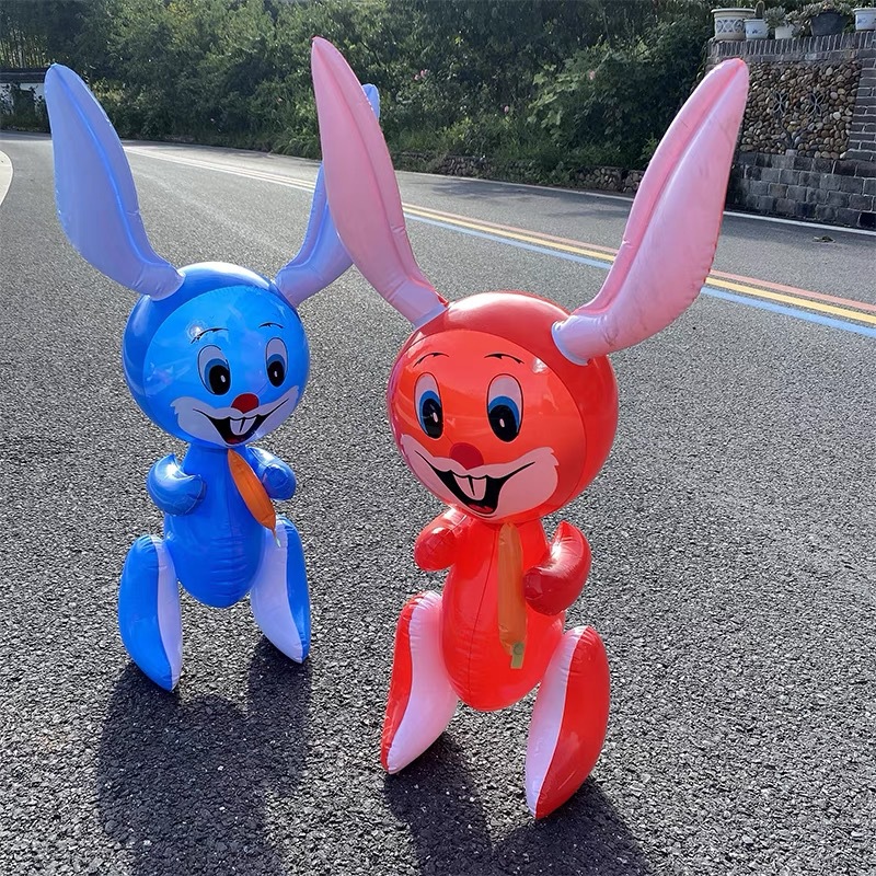 水火兔充气玩具地摊货动物皮货PVC卡通儿童玩具弯耳兔图