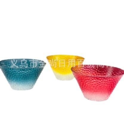 Japanese-style hammer-patterned storage bowls, creative tableware, household tea wash transparent salad bowls, dessert plates, large-sized fruit plates Item Picture