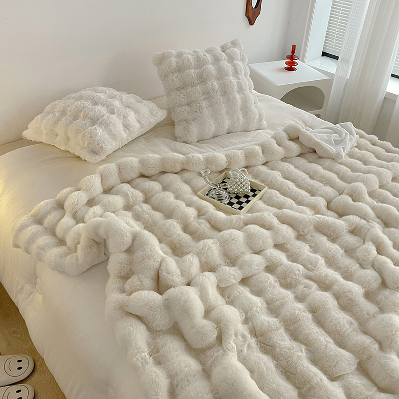 托斯卡纳仿兔毛短绒休闲盖毯轻奢高级沙发毯毛毯柔软保暖绒毯卧室详情图3