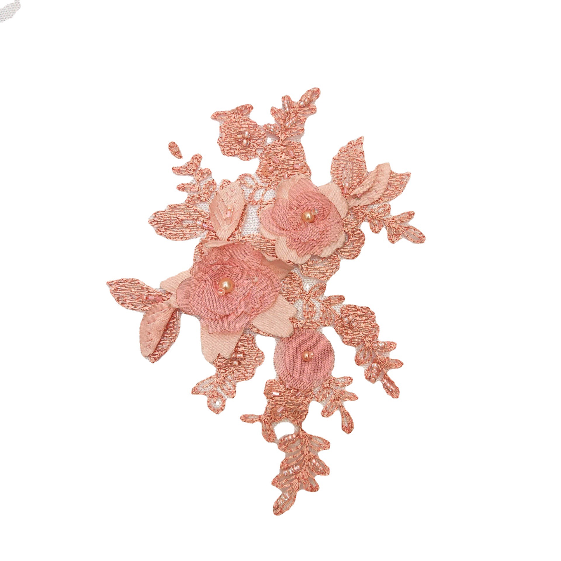 手工缝珠立体刺绣DIY现货童装晚礼服花边装饰辅料钉珠蕾丝贴花详情图5