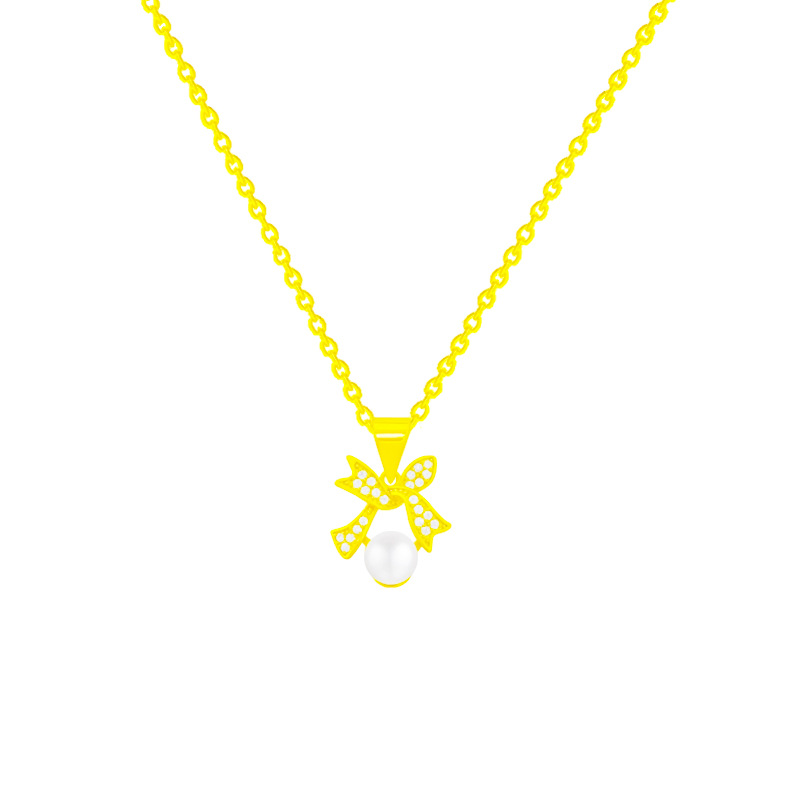 Temperament Bow Pearl Necklace Women All Match High-Grade Niche Design Network Red Accessories 2024 New Collarbone Chain Item Picture