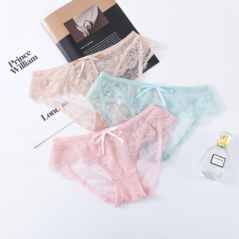 Foreign Trade For The New Sexy Lace Underwear Female Low-Waist Perspective Women's Underwear Skin Breathable Transparent Briefs details Picture