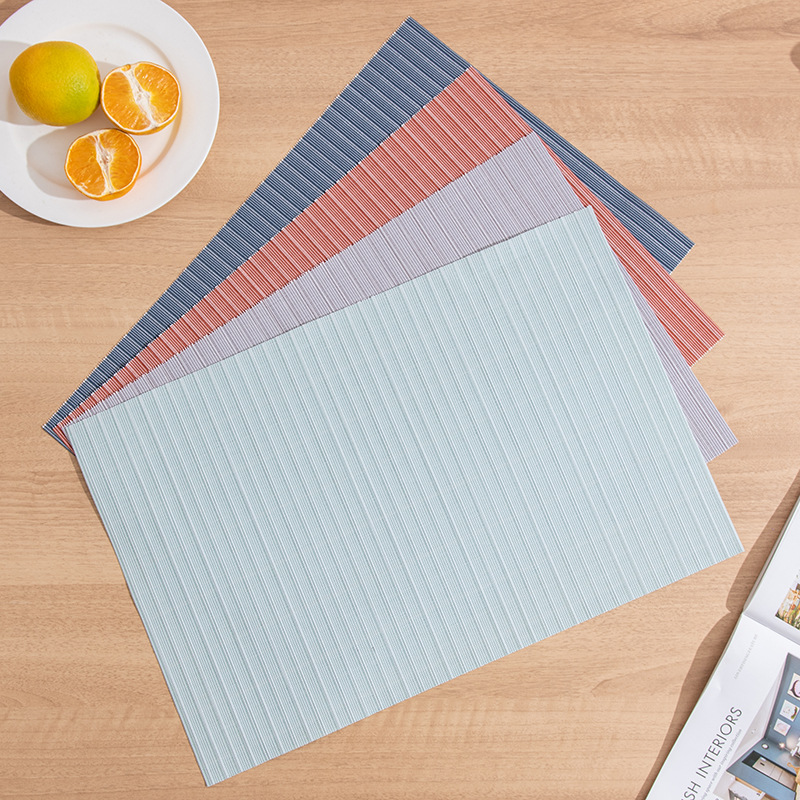 Teslin Pvc Woven Tablecloth, Striped Anti-Heat Mat, Hotel Western Tablecloth, Square Heat Insulation Mat, Table Mat Wholesale