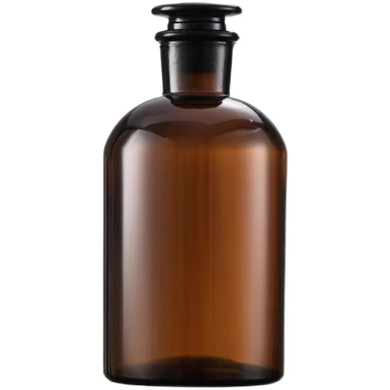 加厚广口玻璃瓶试剂瓶磨砂口医药瓶分装广口瓶玻璃化学瓶棕色透明图