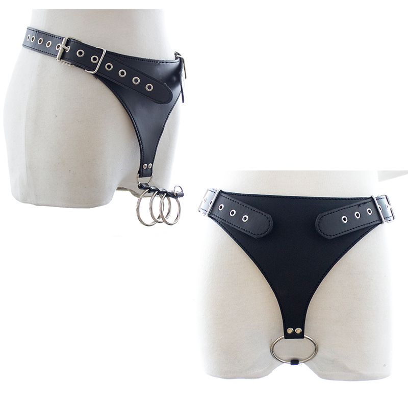 皮革女用器具内裤 散拍同志成人用品调情内裤 捆绑皮裤