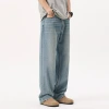 Spring and summer thin Lyocell Tencel jeans for men, American loose casual trendy brand straight-leg wide-leg drape long pants details Picture