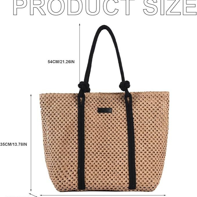 Straw beach bag, summer woven tote bag, large single-shoulder woven handbag, straw bag, women's vacation bag Application Scenario