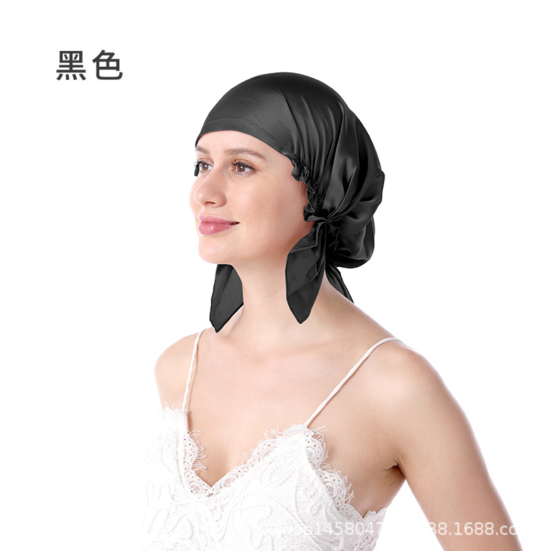 答案：真丝睡帽/桑蚕丝/女士居家/护发成人/头巾产妇/帽批发白底实物图