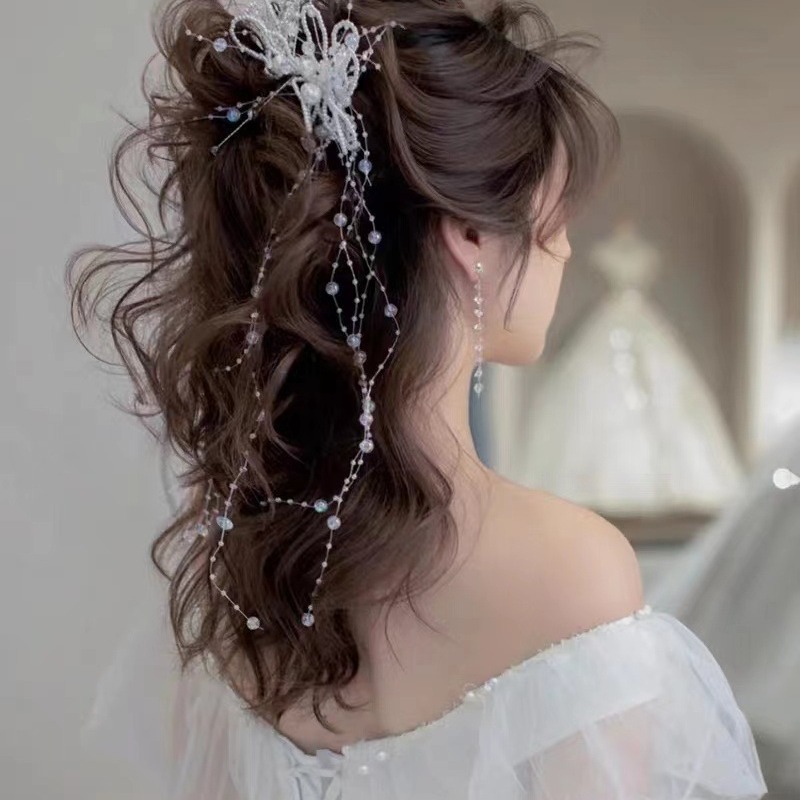 Mori Super Xian Handmade Beaded Fringe Hairpin Styling Advanced Edge Clip details Picture
