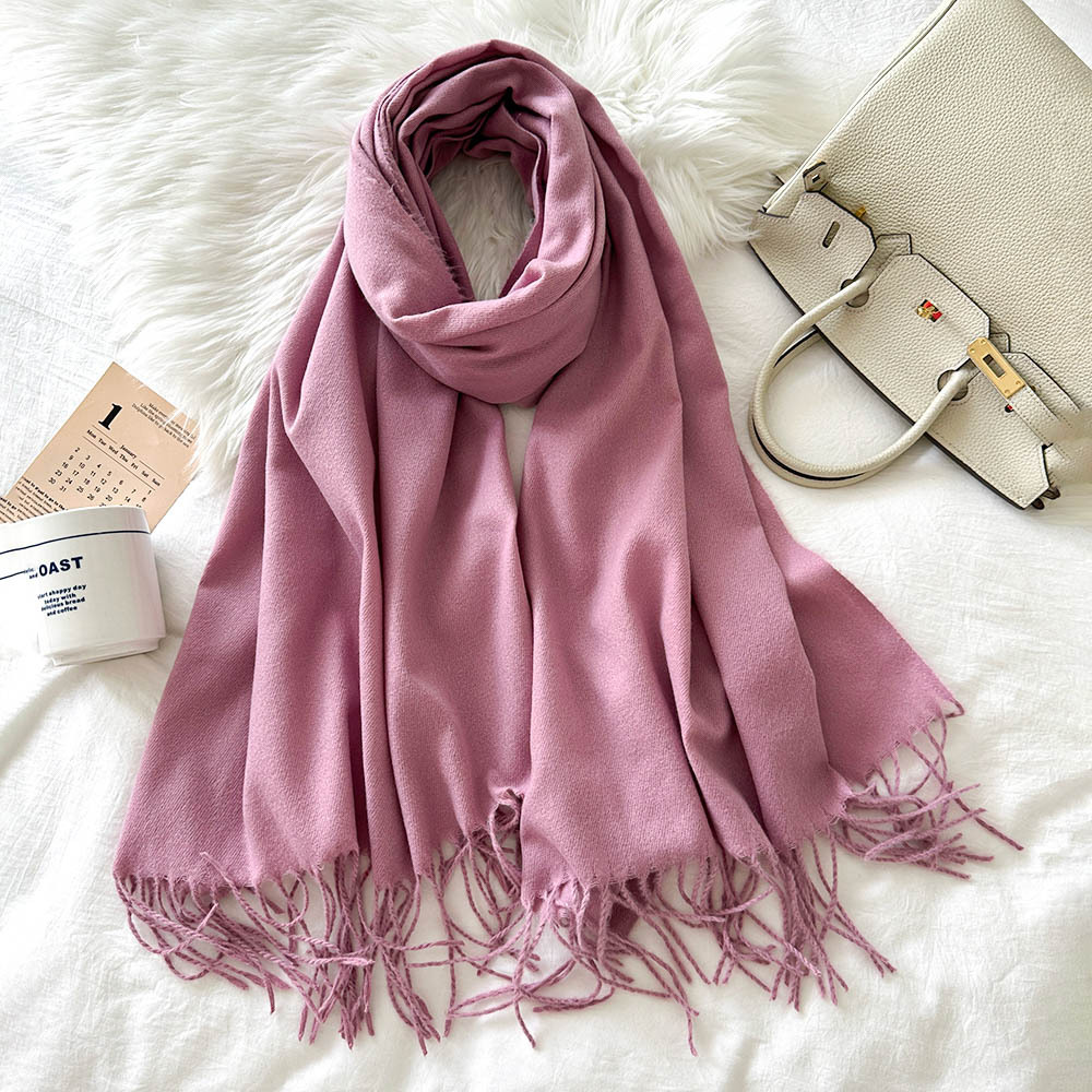 纯色围巾女冬季新款欧美仿羊绒围巾跨境多色保暖围脖长款披肩批发详情30