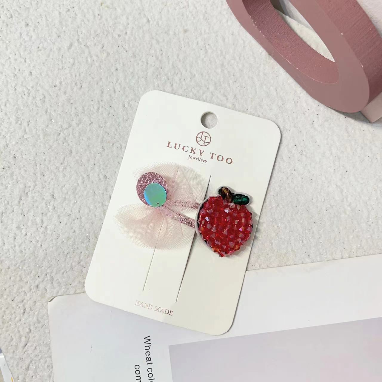 Lt10197 Korean Handmade Beaded Fruit Series Sweet Salsa Bow Tie Hair Clip details Picture