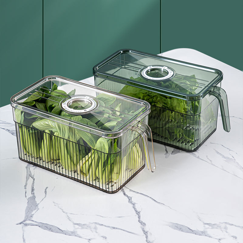守一冰箱保鲜盒 塑料厨房整理冷冻PET大容量手柄透明收纳盒图