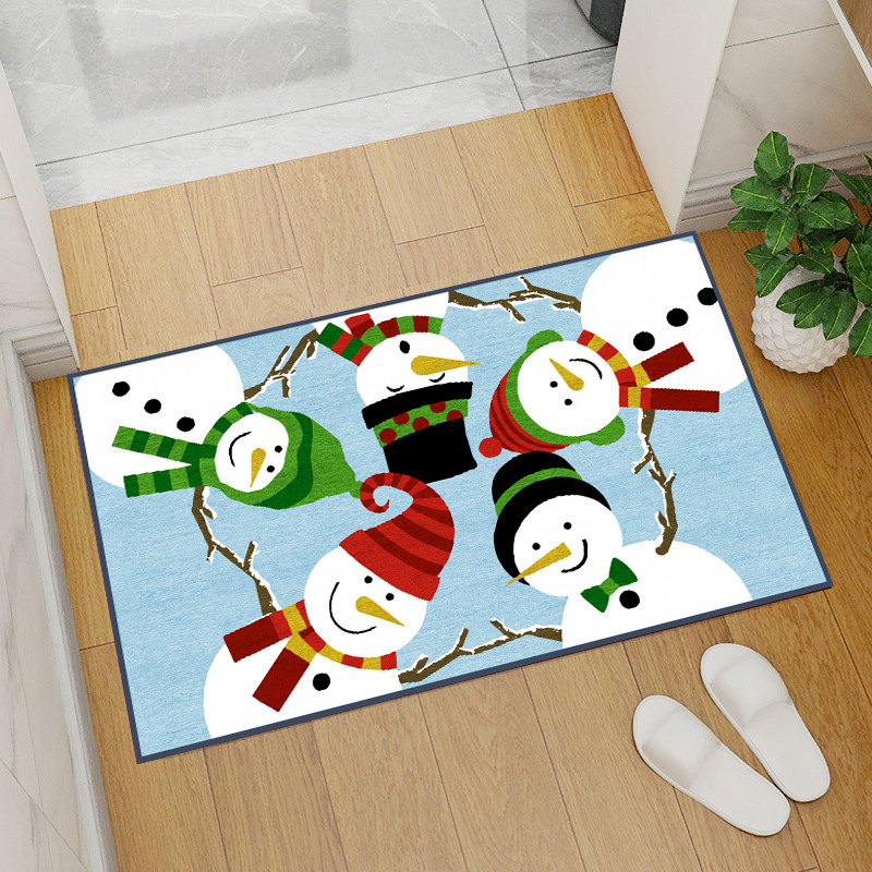Red Christmas floor mat, Santa Claus Christmas tree, coral velvet entry bar, home floor mat Application Scenario