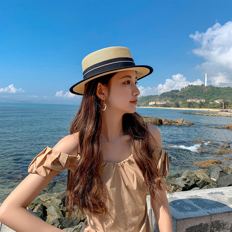 Fashionable New Straw Hat Children's Summer Beach Beach Holiday Straw Hat Sun Hat Sun Visor Flat Hat Specification drawing