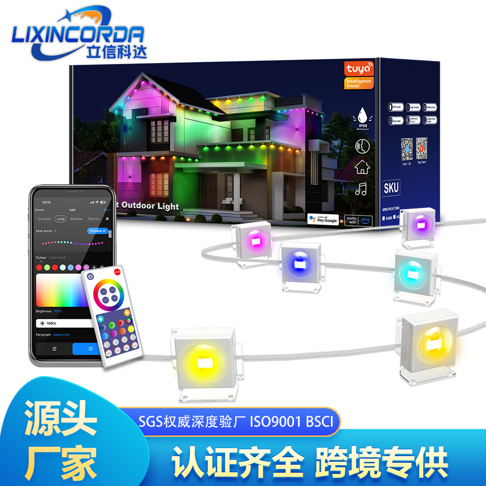 户外屋檐灯LED智能防水屋檐灯跨境屋檐灯RGB涂鸦WIFI幻彩APP控制