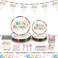 亚马逊跨境一次性彩色生日纸碟餐具儿童节日布置派对蛋糕纸盘用品图