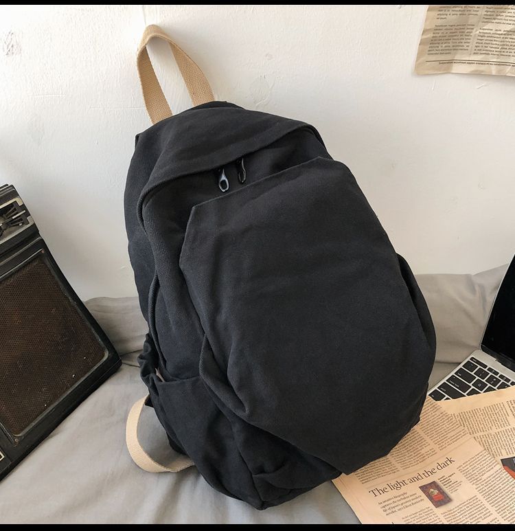 小众帆布书包女新款大容量大学生简约初中复古背包双肩包旅行原宿详情14