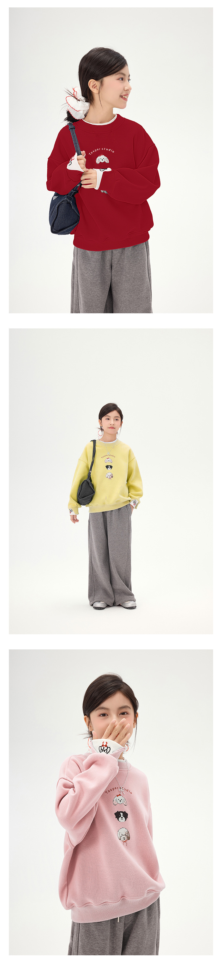 女童卡通小狗加绒卫衣2025秋冬新款儿童韩版假两件休闲宽松上衣潮详情11