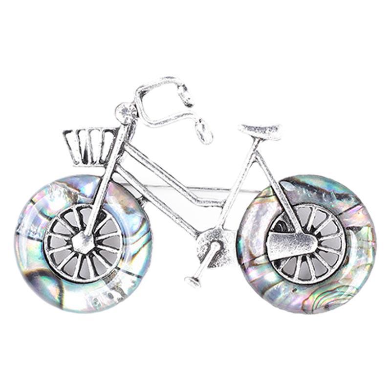 Venta directa de fábrica retro alloy inlay imitación shell bicicleta broche ropa bolsa accesorios broche al por mayor Item Picture