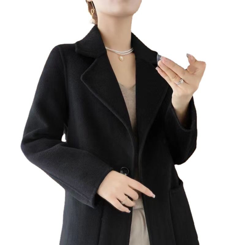 Autumn And Winter 2022 New Cashmere Double-Sided Woolen Coat Women's Long Buckle Small 100 Woolen Coat Item Picture