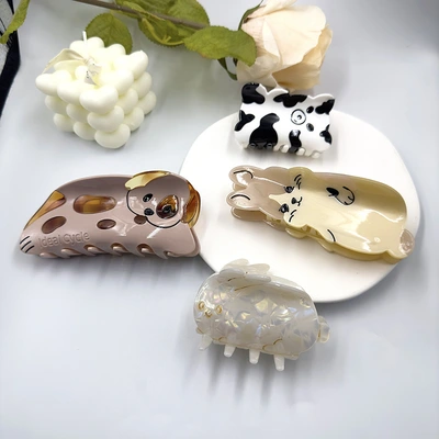 New Cute Animal Hairpin Acetic Acid Rabbit Shark Clip Back Head Hairpin Shark Clip High-Grade Temperament Clip Children