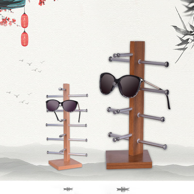 单排式橱窗柜台眼镜展示架桌面式木质纹理眼镜店太阳镜收纳展示架