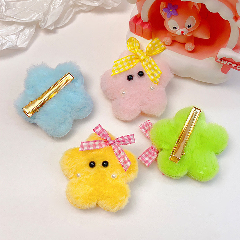 Korean-style cute star hair bands, plush sweet bow hair clips, high-elasticity high ponytail hair ties, children's hair accessories Application Scenario