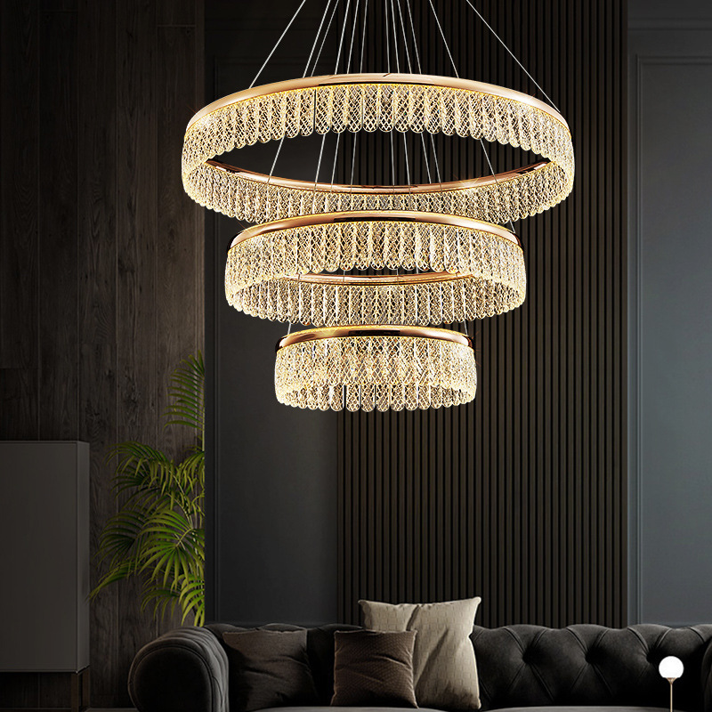 The 2022 new modern light luxury K9 crystal chandelier, aluminum material, living room, dining room, led lights, bedroom, simple, elegant and fashionable