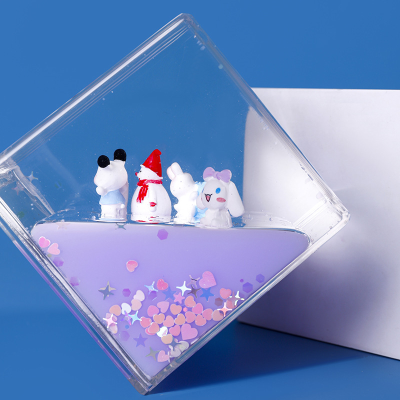 Creative cartoon cute figurine, oil-in-oil floating figurine, student gift, desktop decoration, birthday present figurine, one piece of quicksand details Picture