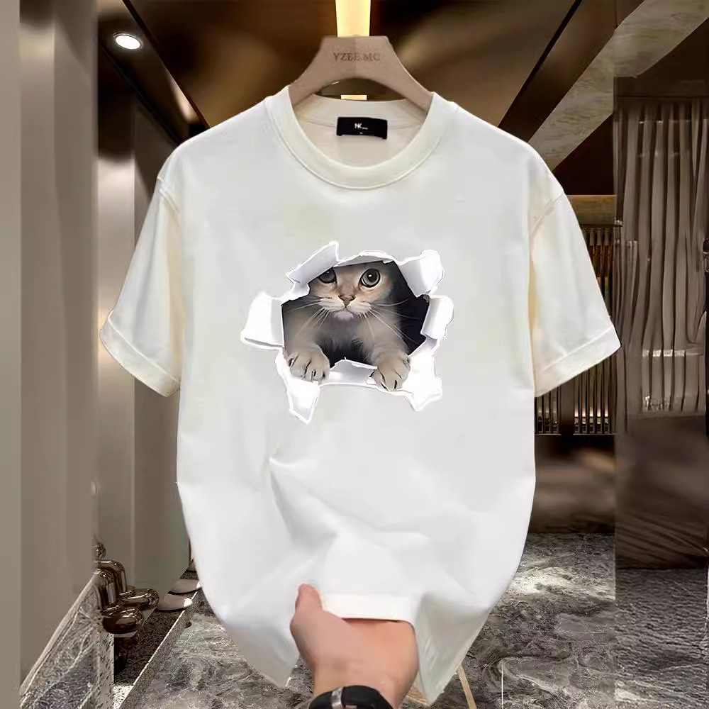 Summer short-sleeved T-shirt for men, Hong Kong trend brand street fashion loose round neck simple and versatile trendy brand round neck T-shirt top