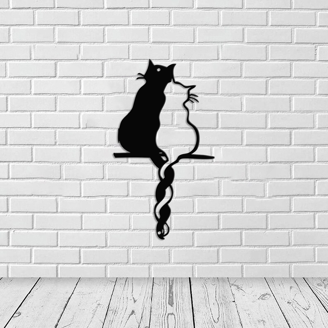 现代轻奢情侣猫动物剪影镂空线条室内外墙面装饰艺术品时尚修饰物详情图3