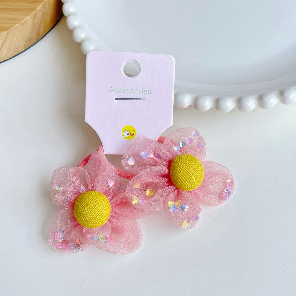 Cute Netting Children's Hair Tie Harmless Hair Tie Flower Leather Band Ponytail Holster Hair Tie Headpiece Hair Accessory Specification drawing