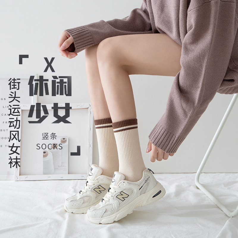 Women's autumn and winter cotton socks, mid-calf socks, Instagram trendy long socks, popular sports men's high-waisted long calf socks Specification image
