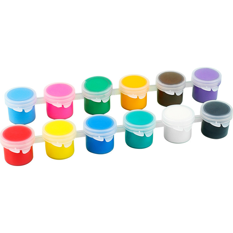 Solid acrylic paint set, children's coloring and painting plaster doll, art and painting supplies, paint strips, 12 colors Item Picture
