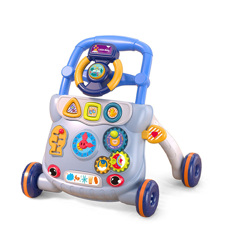 跨境热销婴儿学步车玩具儿童音乐滑行宝宝防侧翻多功能手推助步车白底实物图