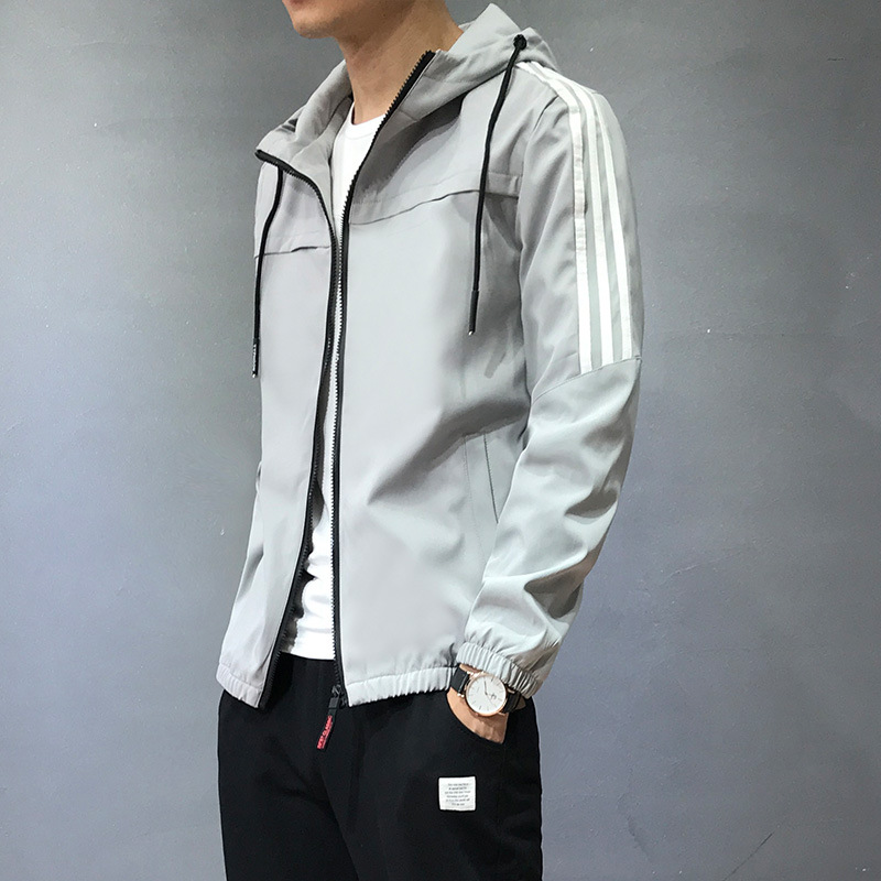 Large-sized jacket for men, autumn men's jacket for teenagers, cool three-bar sporty men's hooded jacket Application Scenario