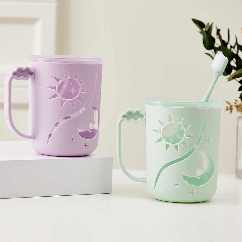 Wholesale household single and double-layer mouthwash cups, simple and creative travel cups, dormitory couple plastic toothbrushes and toothbrush cups details Picture