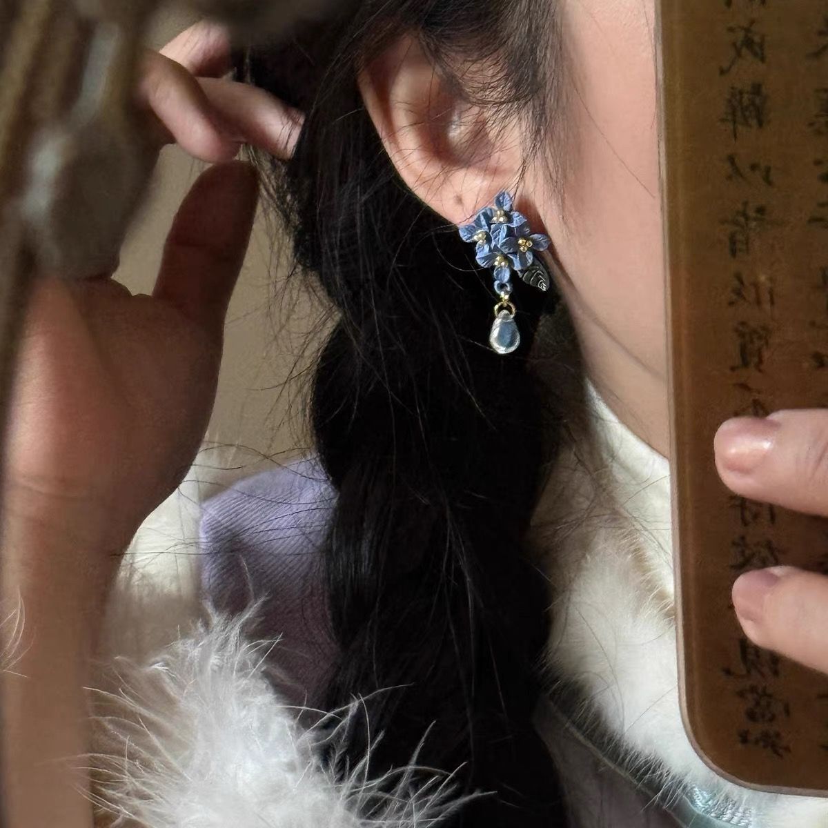 Orchid New Chinese ethnic style ancient style exquisite ear studs sweet, cute, fresh atmosphere cheongsam flower ear clips Specification image